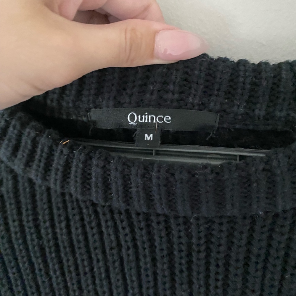 Quince Black 100% Organic Cotton Fisherman Crew Pullover Knit Sweater size M - Picture 11 of 12